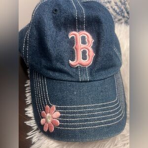 Kids Denim Cap with Pink Embroidery